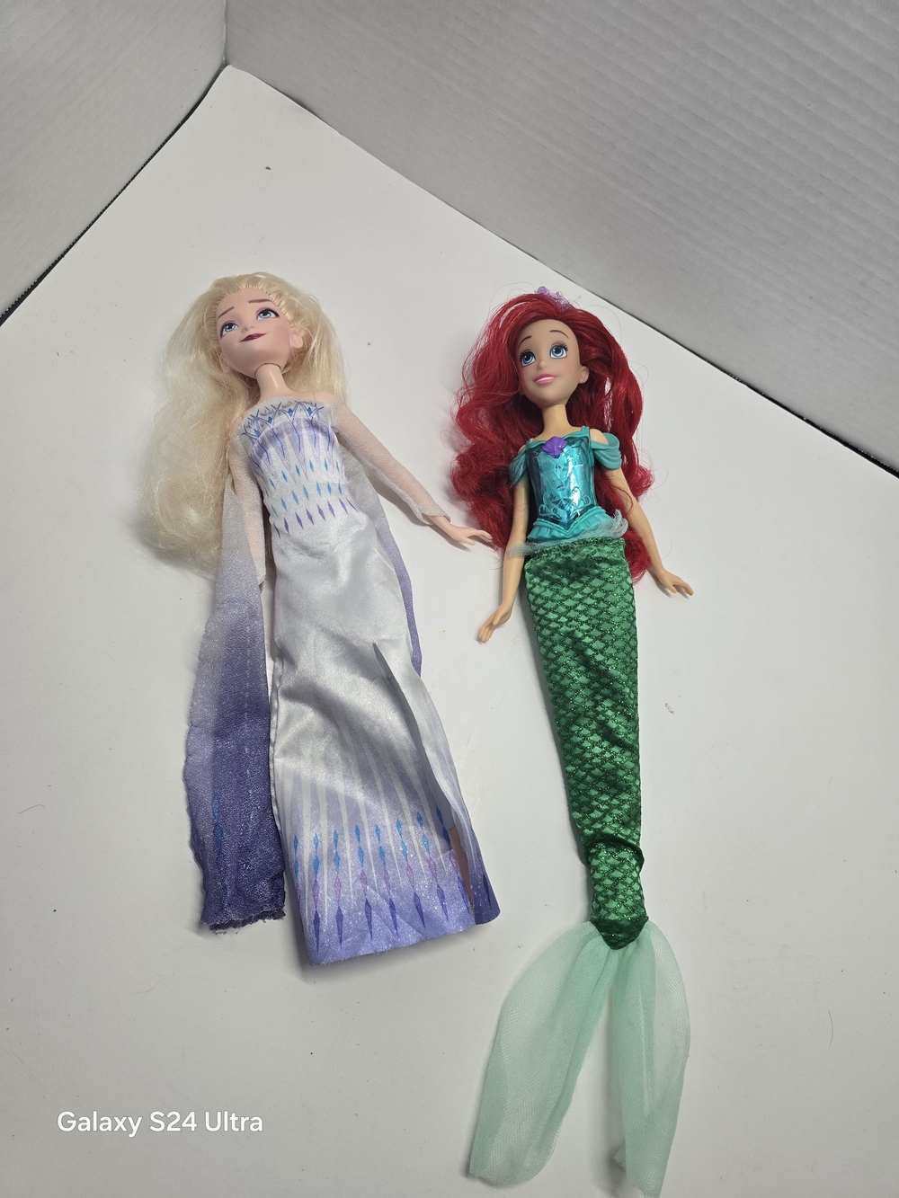 Disney Ariel Mermaid Doll (Green) & Elsa Gown Doll (Purple/White)